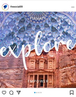 Travel brand social media post by The Social 99